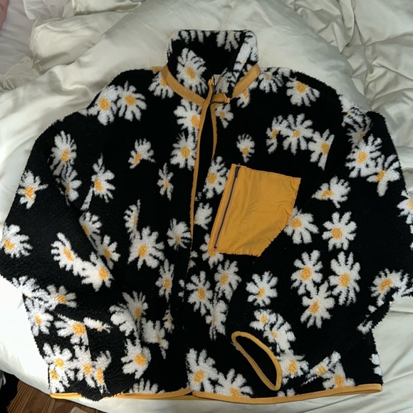 Sundae School fleece jacket daisy print size L w/purse - Picture 2 of 6
